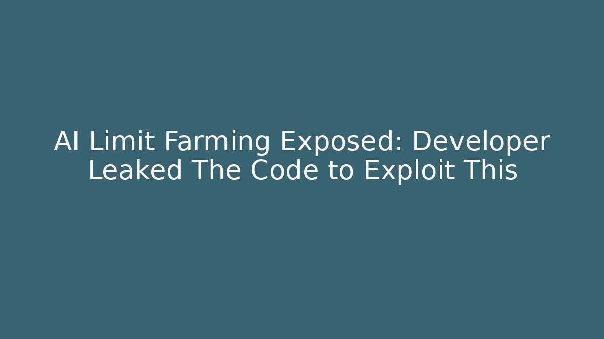 AI Limit Farming Exposed: Developer Leaked The Code to Exploit This