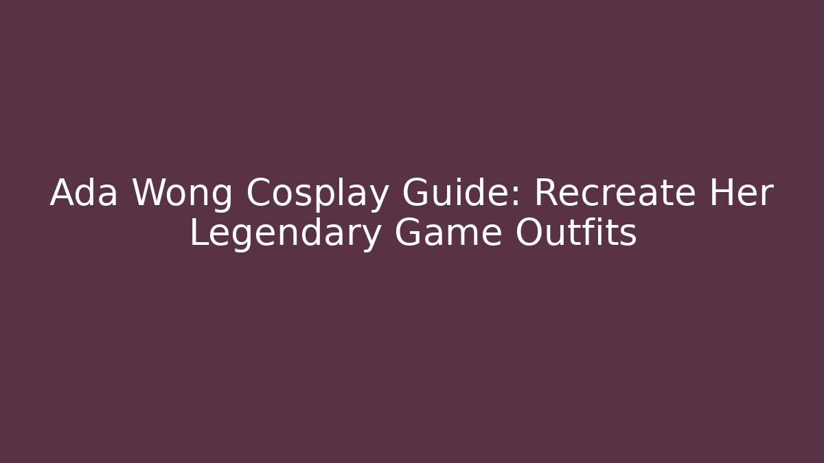 Ada Wong Cosplay Guide: Recreate Her Legendary Game Outfits