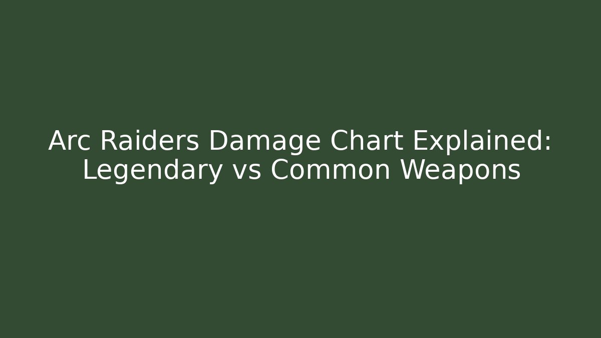Arc Raiders Damage Chart Explained: Legendary vs Common Weapons