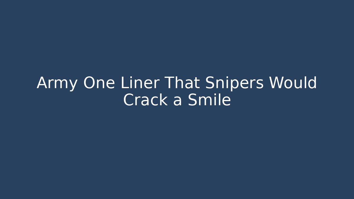 Army One Liner That Snipers Would Crack a Smile