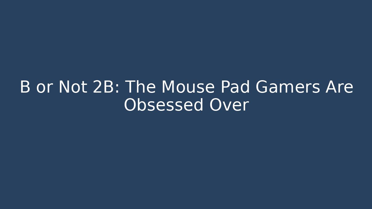 B or Not 2B: The Mouse Pad Gamers Are Obsessed Over