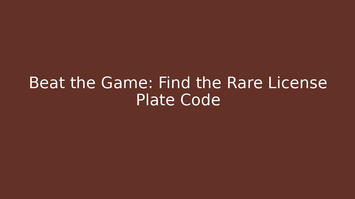 Beat the Game: Find the Rare License Plate Code - The Family Holidays