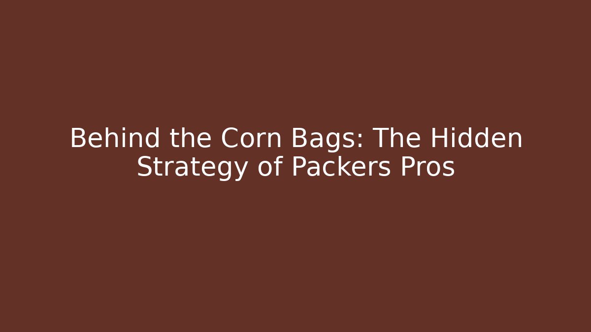Behind the Corn Bags: The Hidden Strategy of Packers Pros