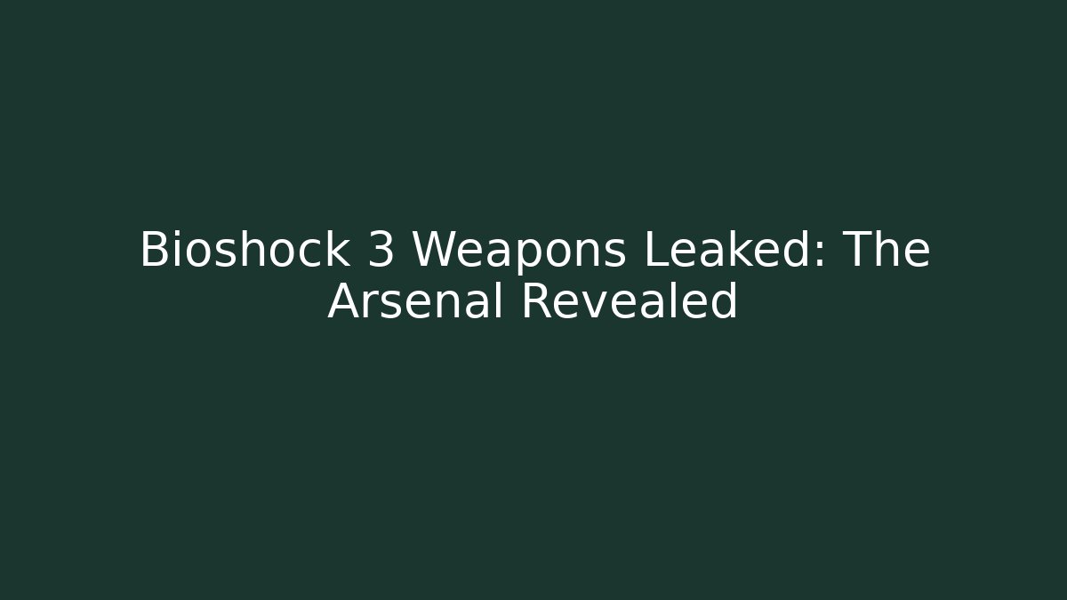 Bioshock 3 Weapons Leaked: The Arsenal Revealed