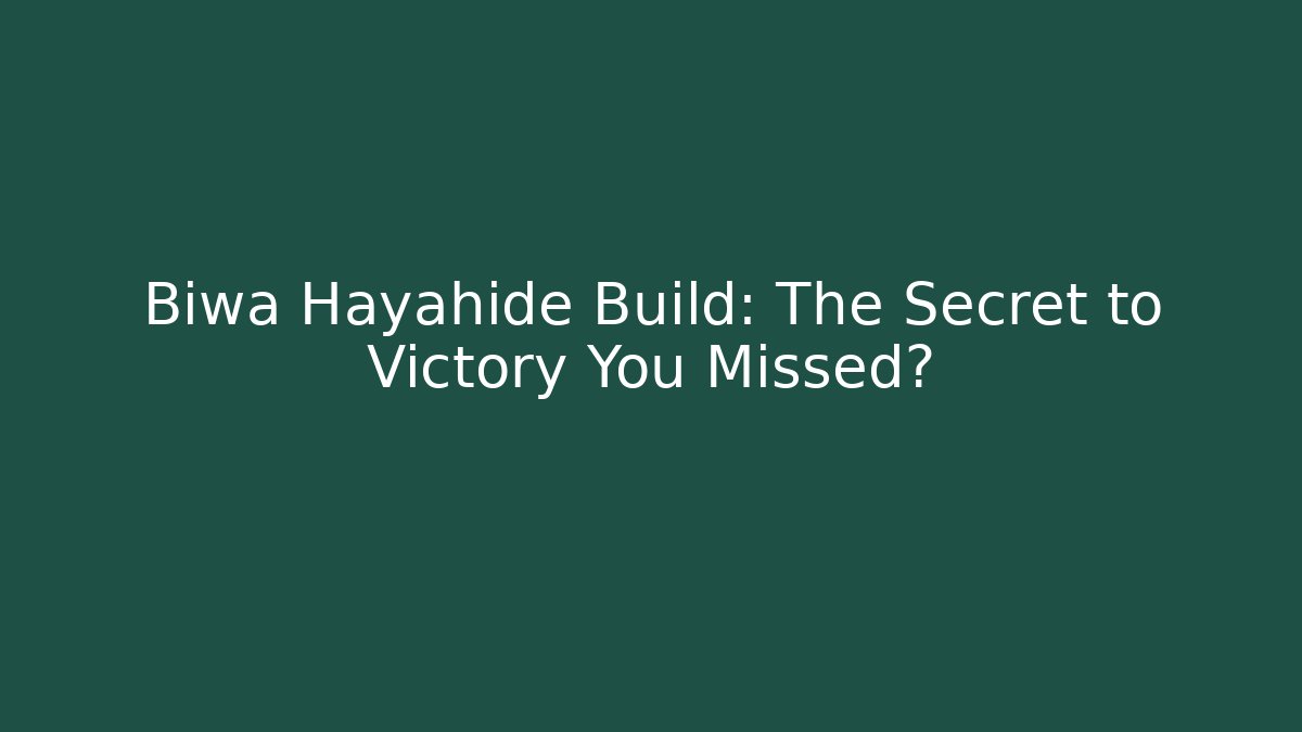 Biwa Hayahide Build: The Secret to Victory You Missed?