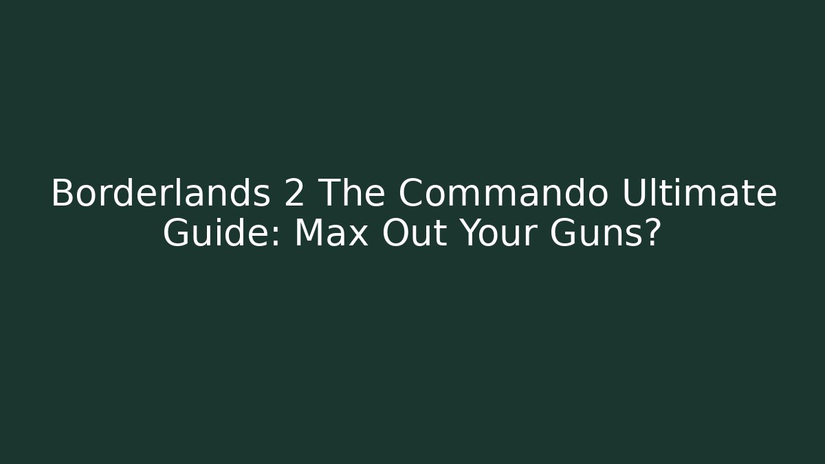 Borderlands 2 The Commando Ultimate Guide: Max Out Your Guns?