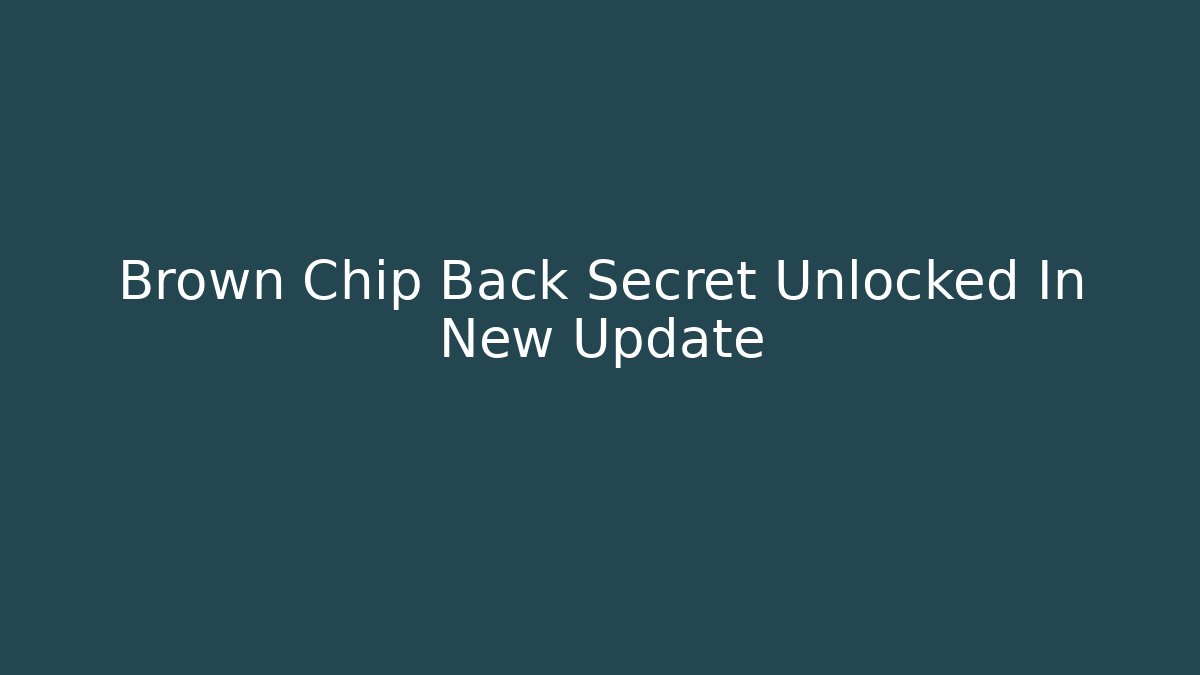 Brown Chip Back Secret Unlocked In New Update