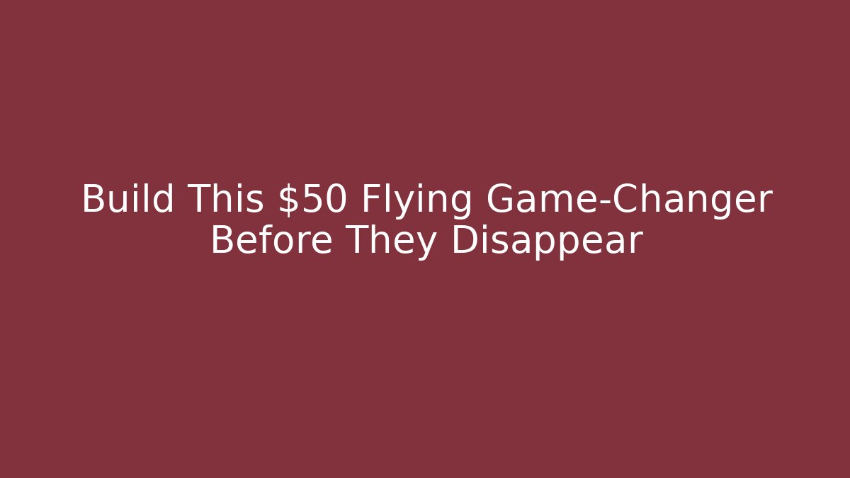 Build This $50 Flying Game-Changer Before They Disappear
