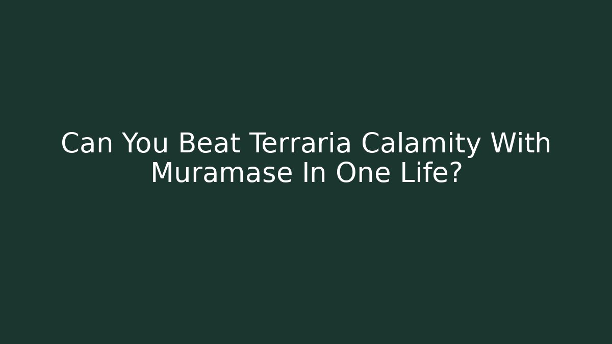Can You Beat Terraria Calamity With Muramase In One Life?