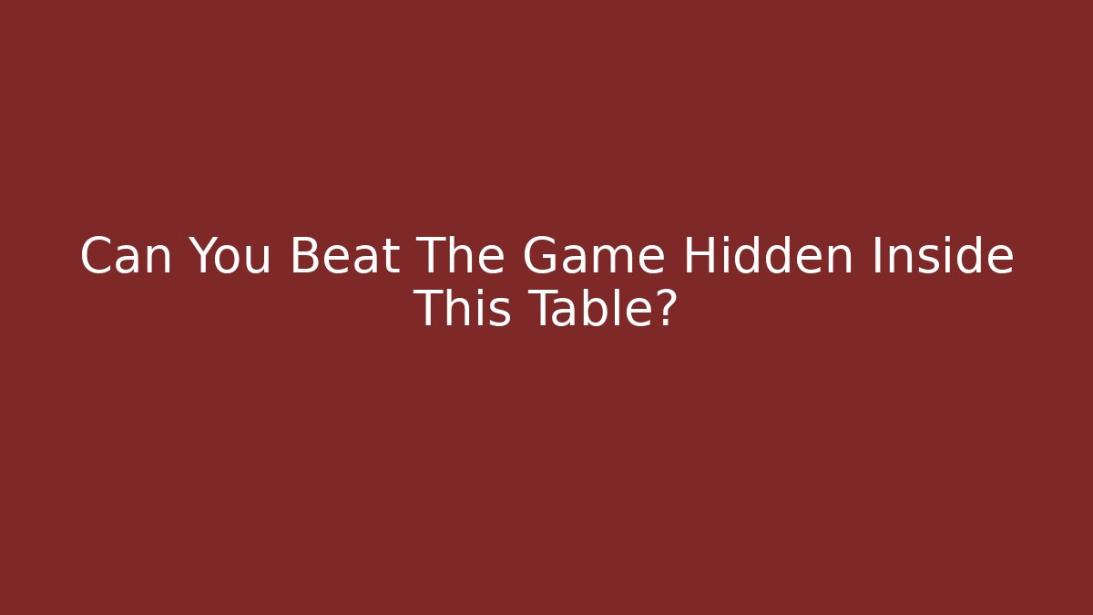 Can You Beat The Game Hidden Inside This Table?