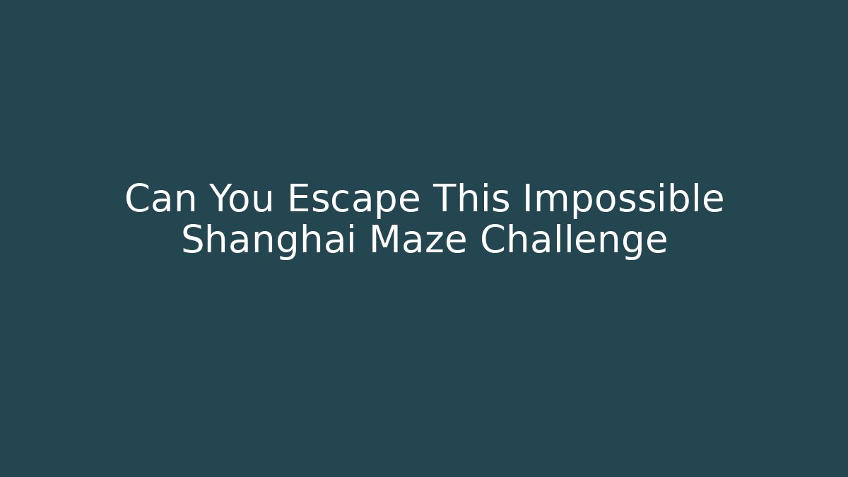 Can You Escape This Impossible Shanghai Maze Challenge