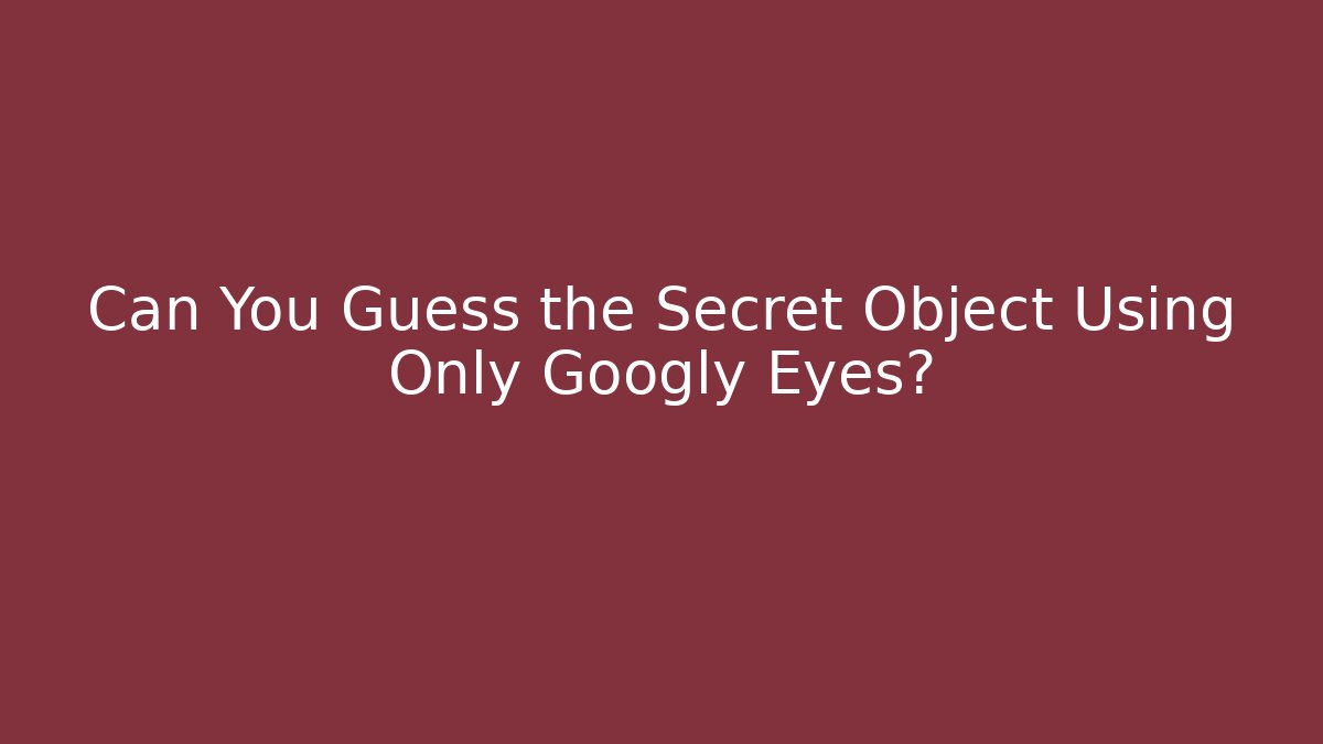 Can You Guess the Secret Object Using Only Googly Eyes?