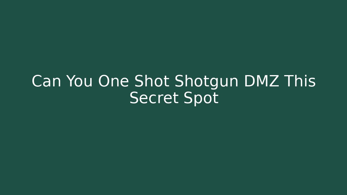 Can You One Shot Shotgun DMZ This Secret Spot