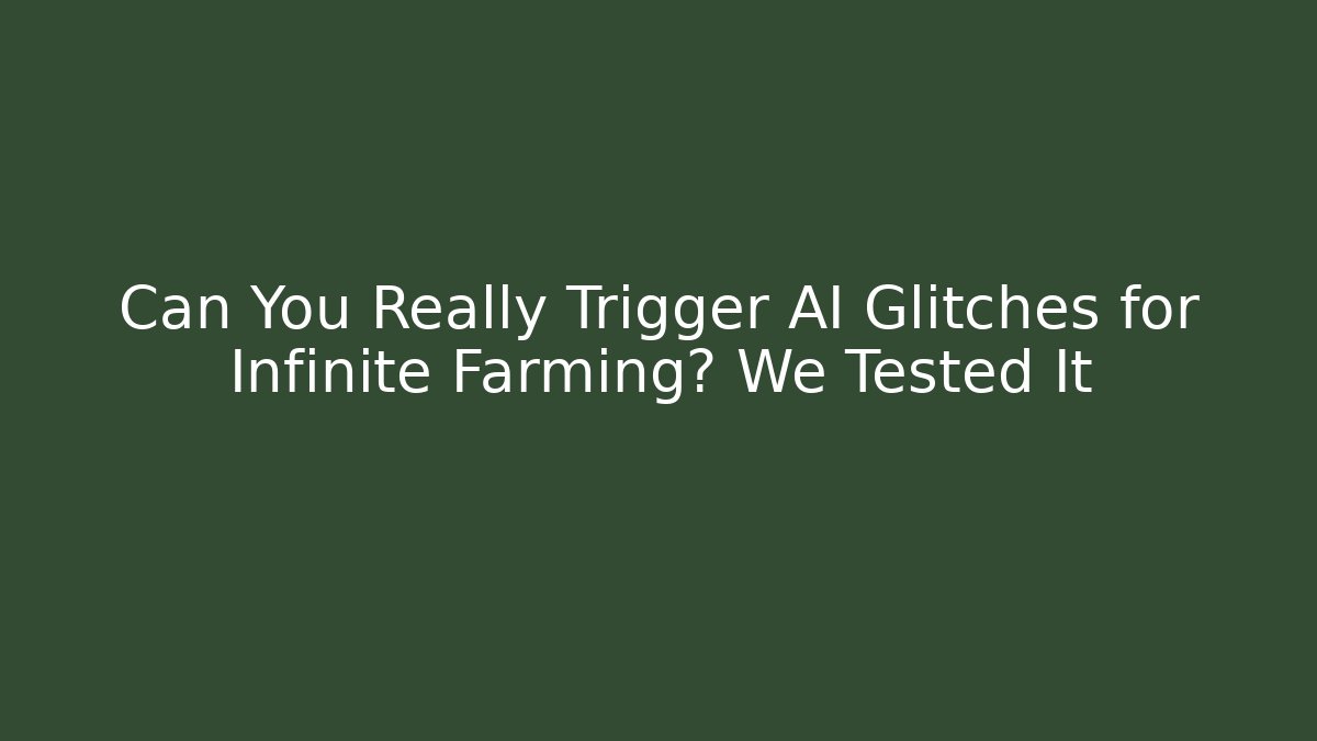 Can You Really Trigger AI Glitches for Infinite Farming? We Tested It - The Family Holidays