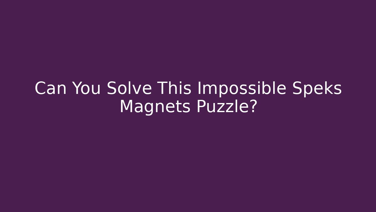 Can You Solve This Impossible Speks Magnets Puzzle?