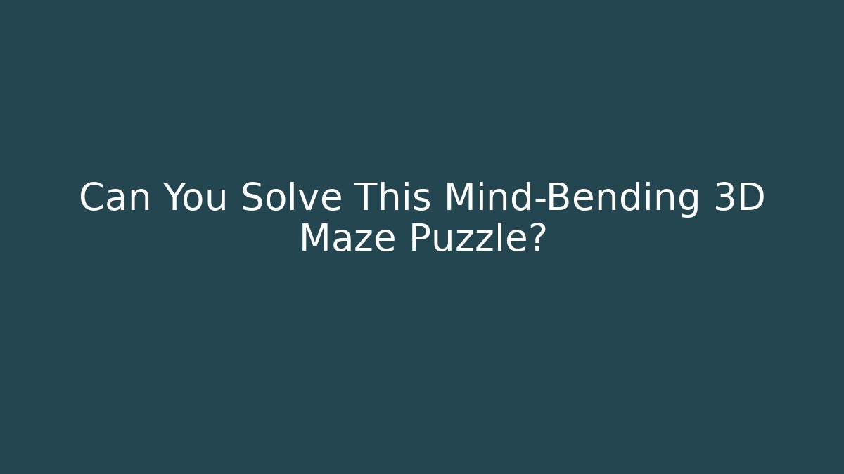 Can You Solve This Mind-Bending 3D Maze Puzzle?