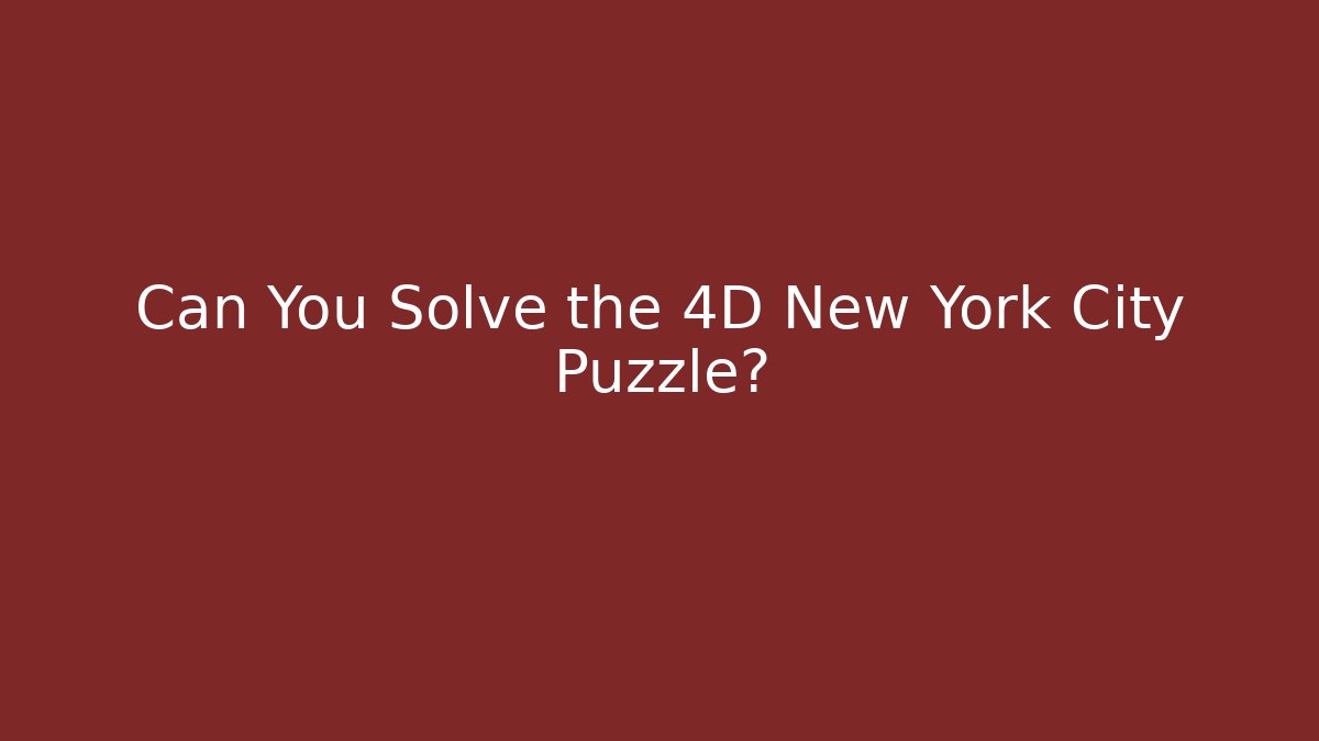 Can You Solve the 4D New York City Puzzle?