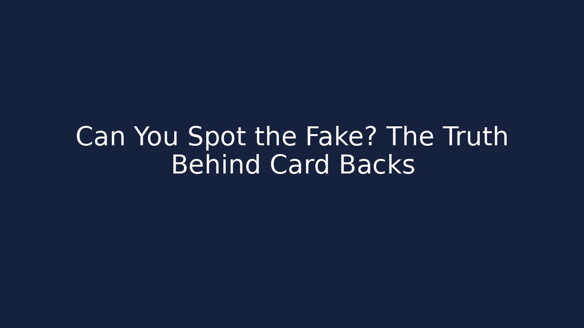 Can You Spot the Fake? The Truth Behind Card Backs