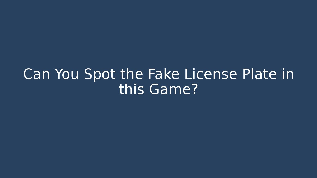 Can You Spot the Fake License Plate in this Game?