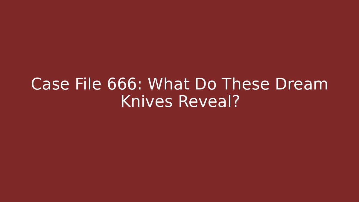 Case File 666: What Do These Dream Knives Reveal?