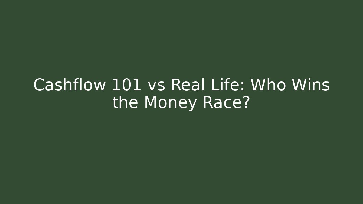 Cashflow 101 vs Real Life: Who Wins the Money Race?