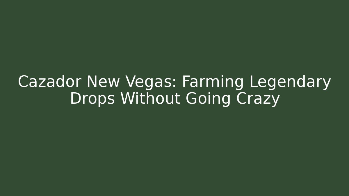 Cazador New Vegas: Farming Legendary Drops Without Going Crazy - The Family Holidays