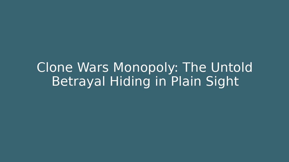 Clone Wars Monopoly: The Untold Betrayal Hiding in Plain Sight