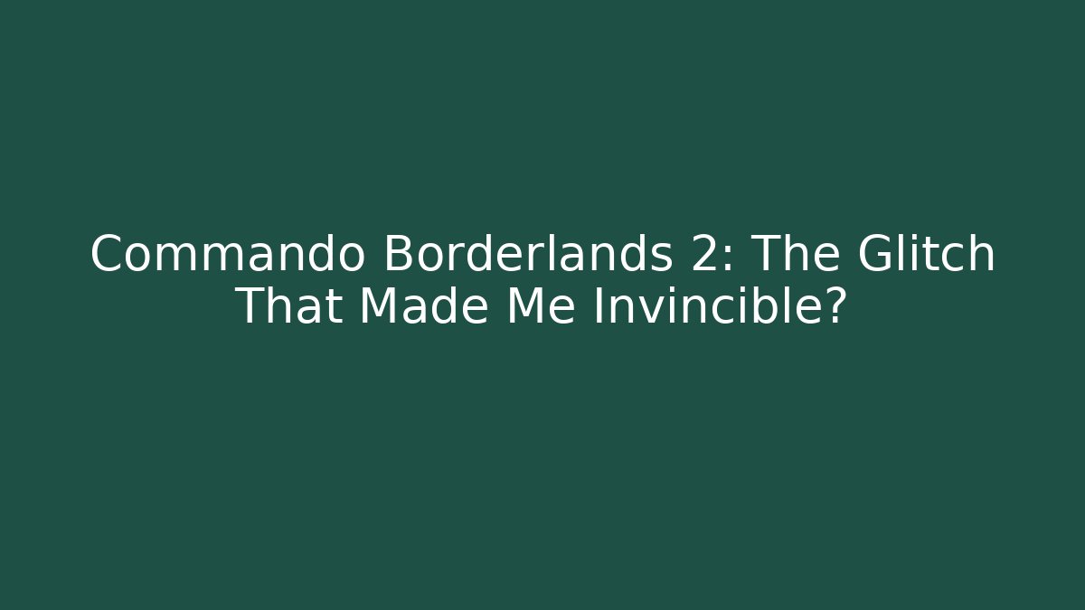 Commando Borderlands 2: The Glitch That Made Me Invincible?