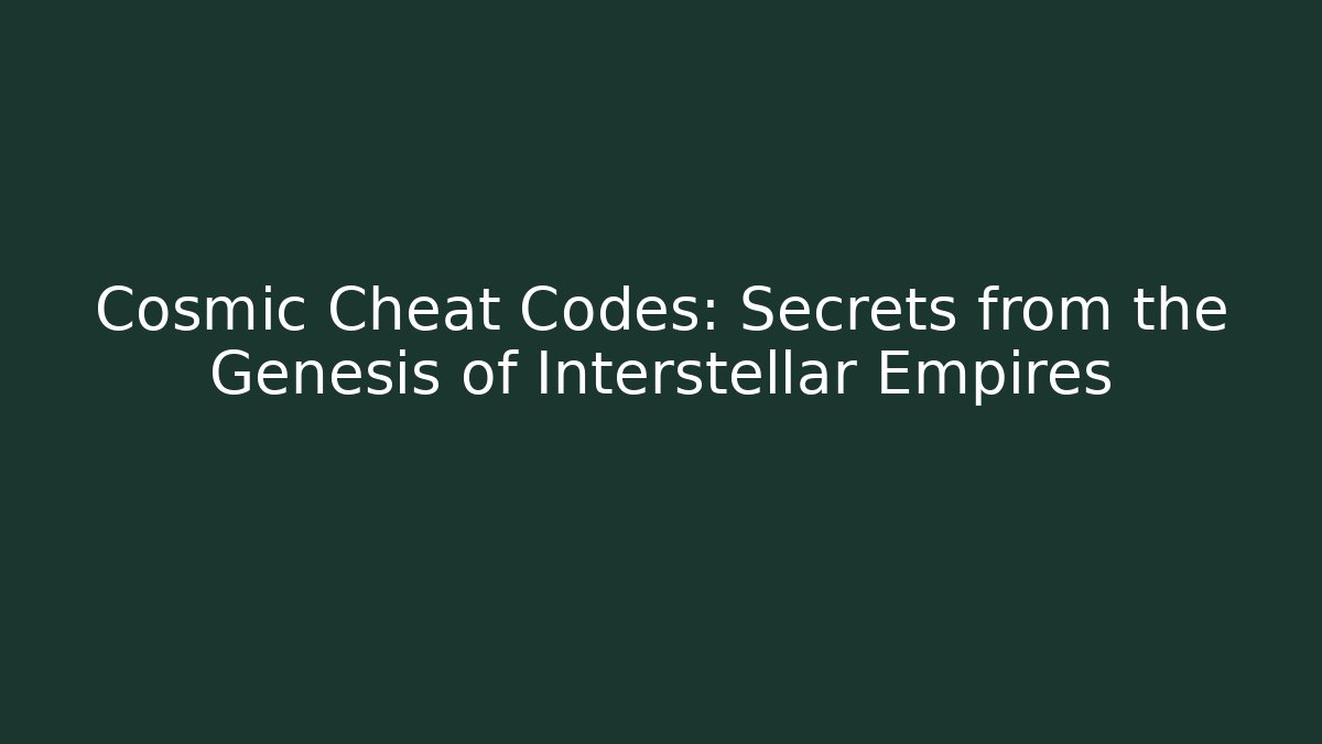 Cosmic Cheat Codes: Secrets from the Genesis of Interstellar Empires - The Family Holidays