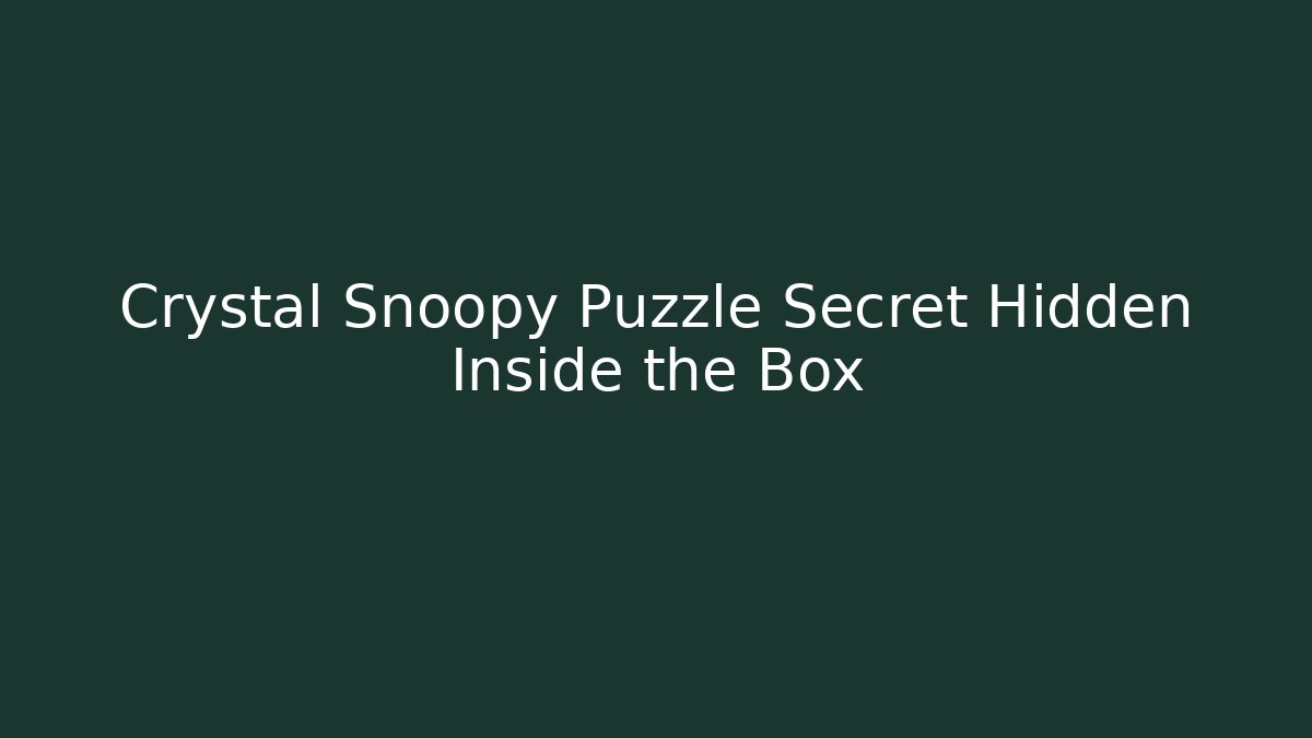 Crystal Snoopy Puzzle Secret Hidden Inside the Box