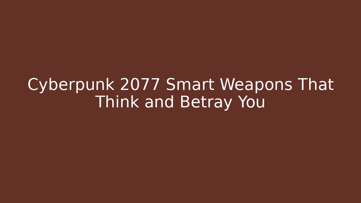 Cyberpunk 2077 Smart Weapons That Think and Betray You