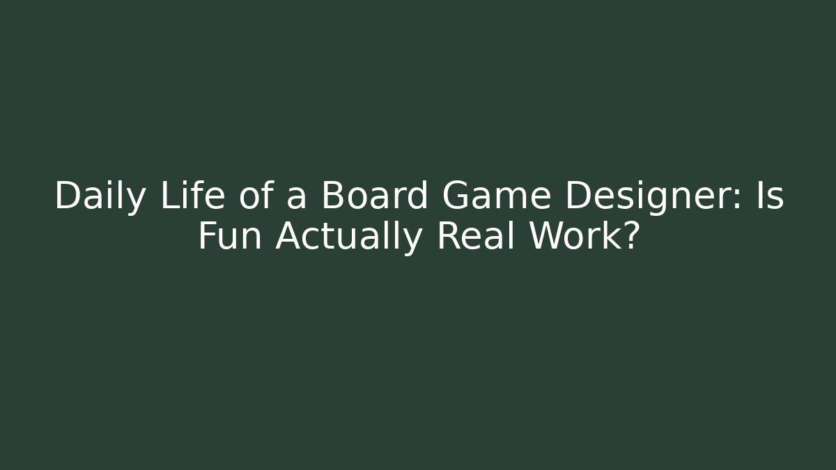 Daily Life of a Board Game Designer: Is Fun Actually Real Work?
