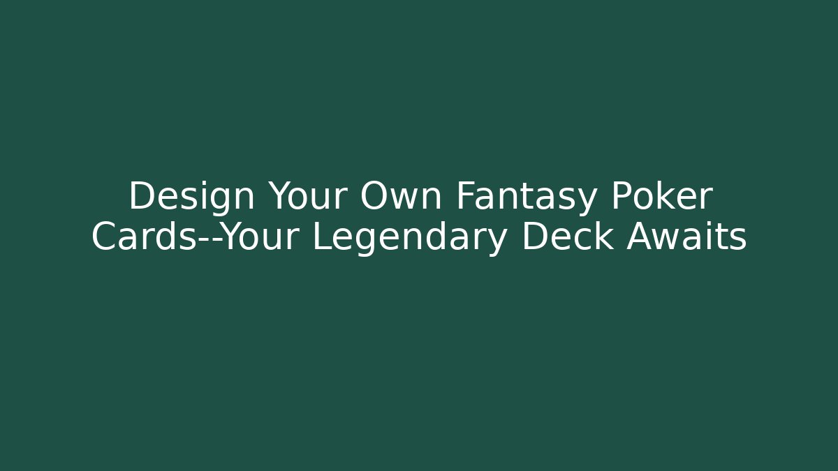 Design Your Own Fantasy Poker Cards—Your Legendary Deck Awaits