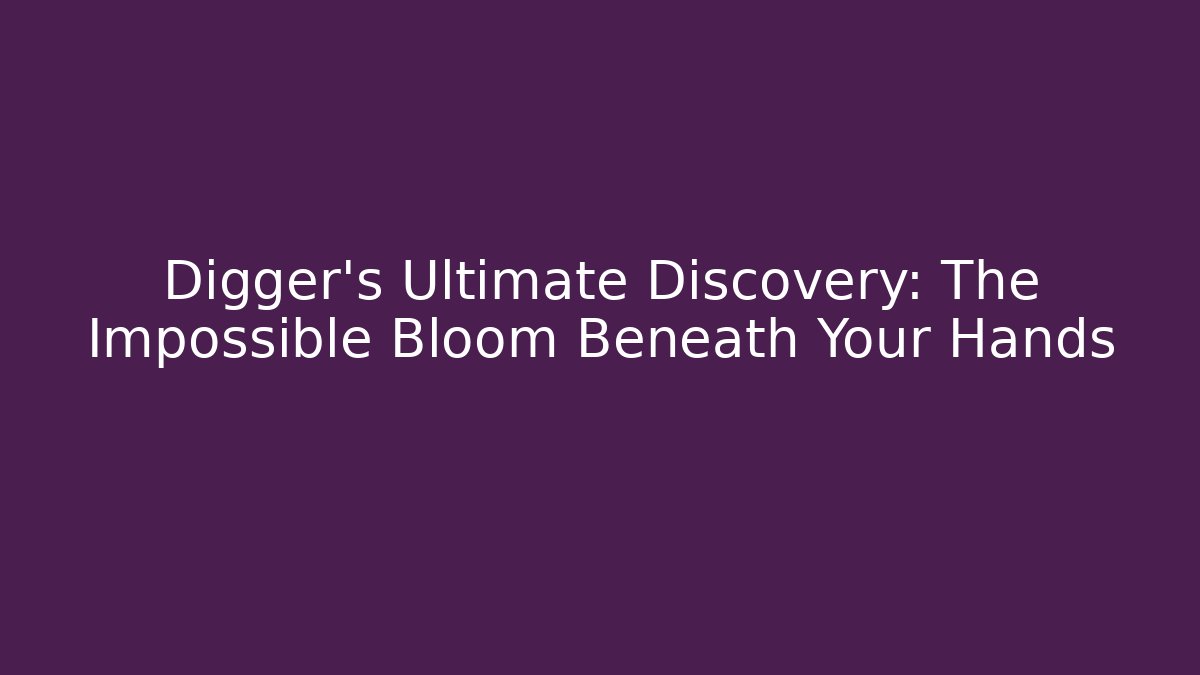 Digger's Ultimate Discovery: The Impossible Bloom Beneath Your Hands