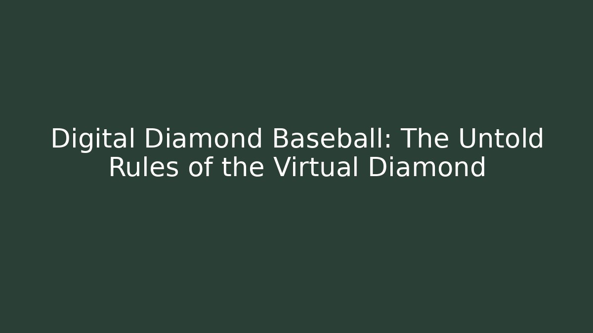 Digital Diamond Baseball: The Untold Rules of the Virtual Diamond