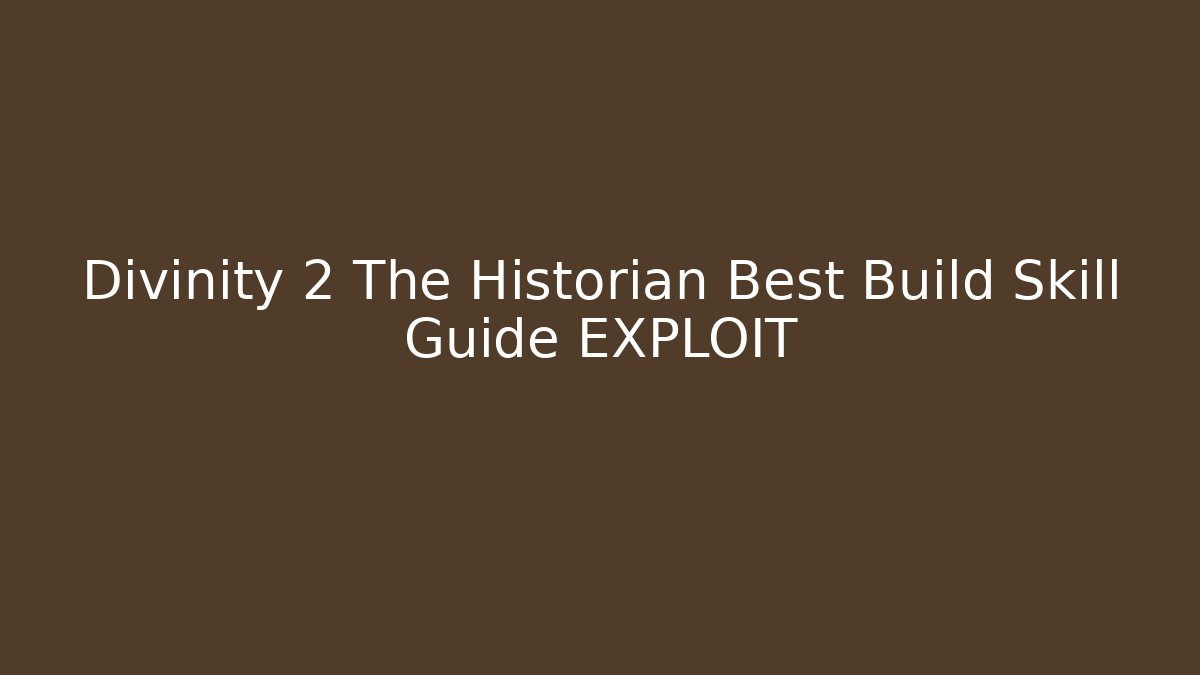 Divinity 2 The Historian Best Build Skill Guide EXPLOIT