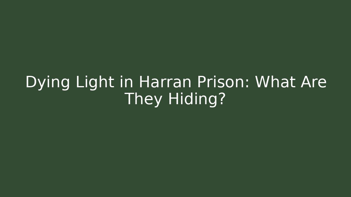 Dying Light in Harran Prison: What Are They Hiding?
