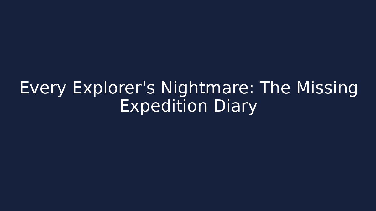 Every Explorer's Nightmare: The Missing Expedition Diary