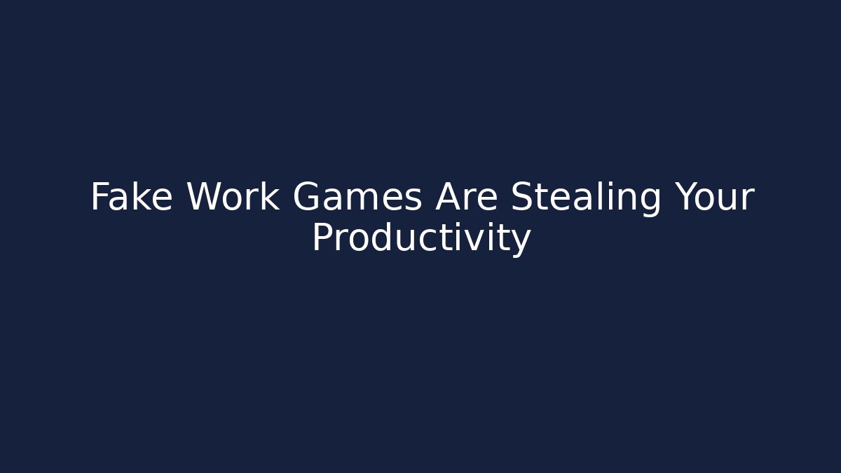Fake Work Games Are Stealing Your Productivity - The Family Holidays