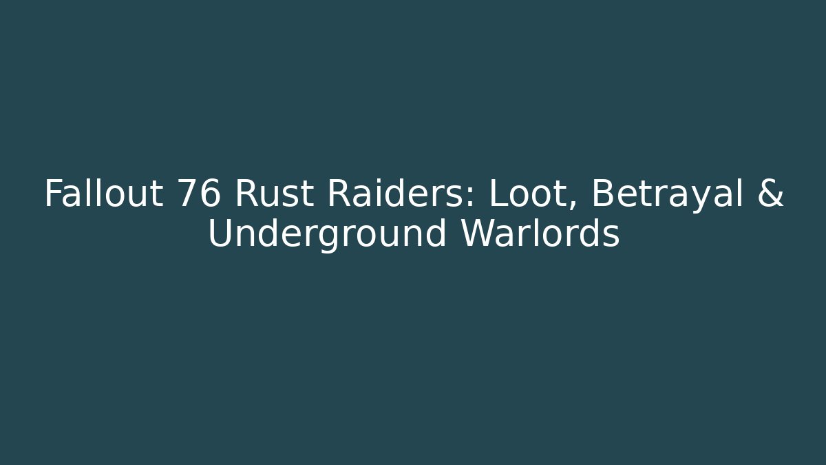 Fallout 76 Rust Raiders: Loot, Betrayal & Underground Warlords