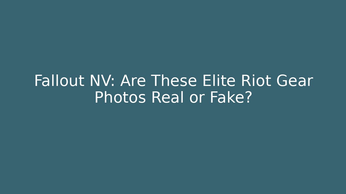 Fallout NV: Are These Elite Riot Gear Photos Real or Fake?