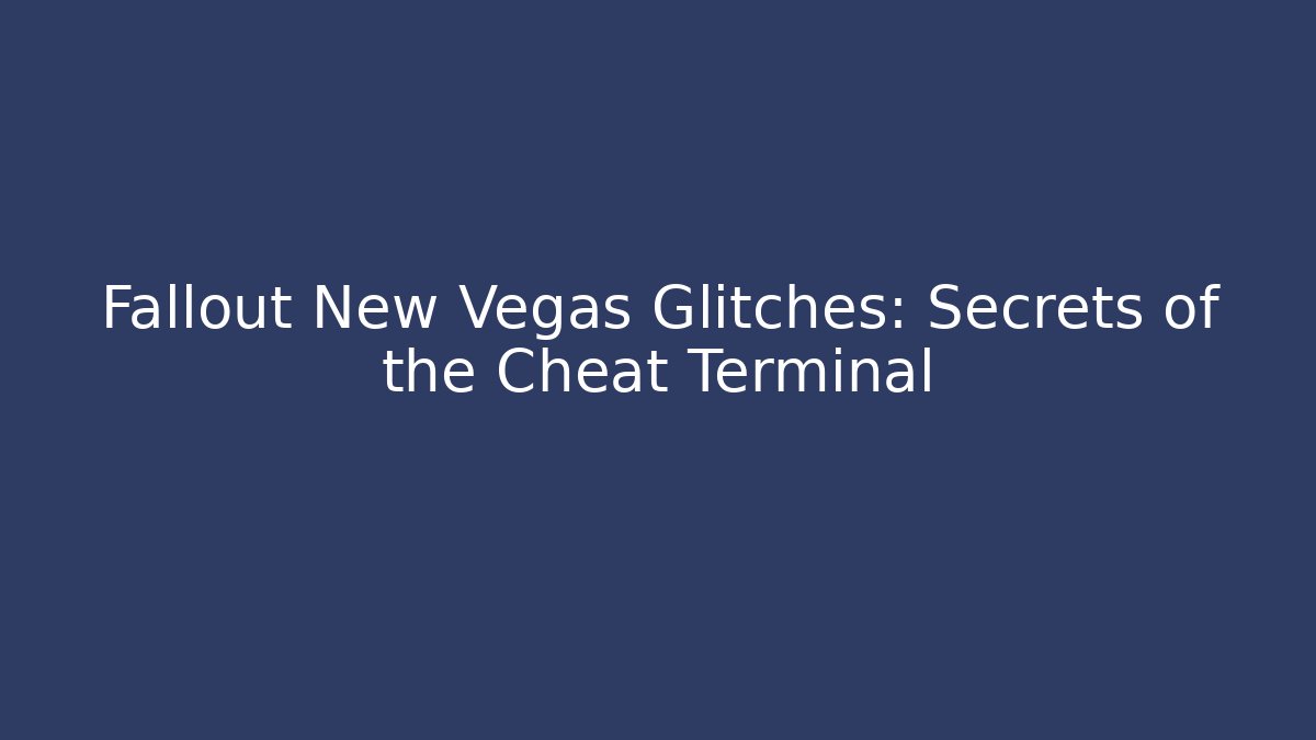 Fallout New Vegas Glitches: Secrets of the Cheat Terminal
