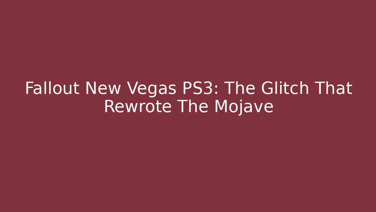 Fallout New Vegas PS3: The Glitch That Rewrote The Mojave