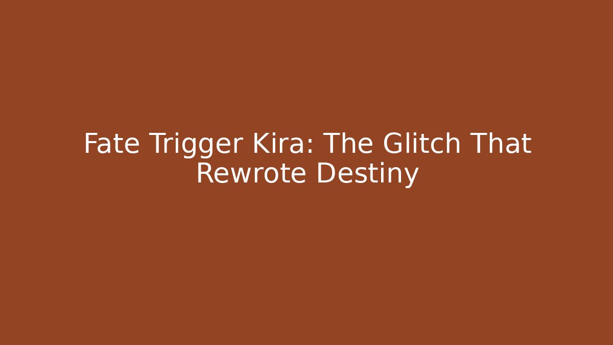 Fate Trigger Kira: The Glitch That Rewrote Destiny