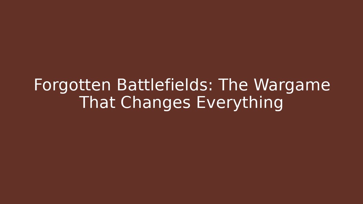 Forgotten Battlefields: The Wargame That Changes Everything