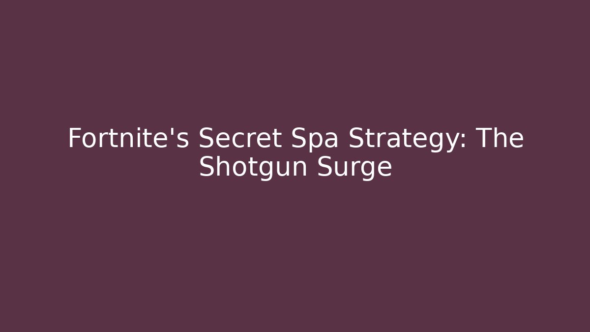 Fortnite's Secret Spa Strategy: The Shotgun Surge
