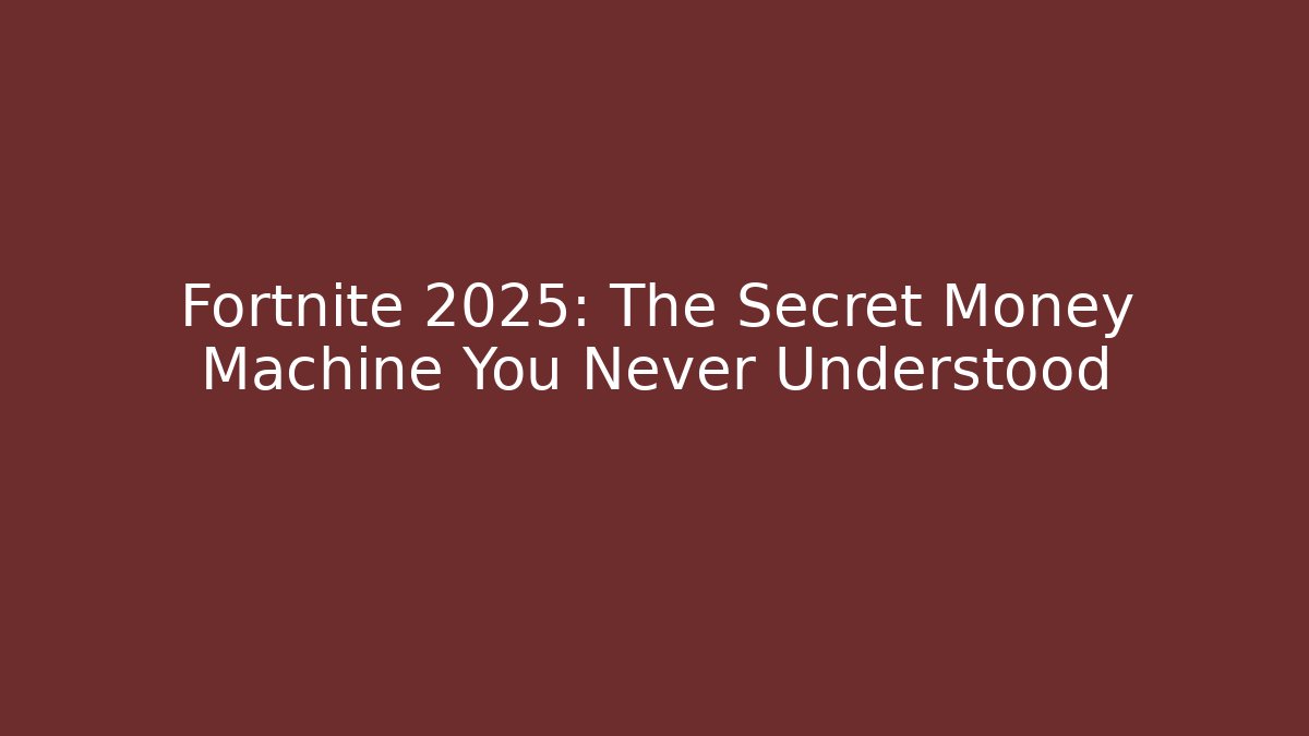 Fortnite 2025: The Secret Money Machine You Never Understood