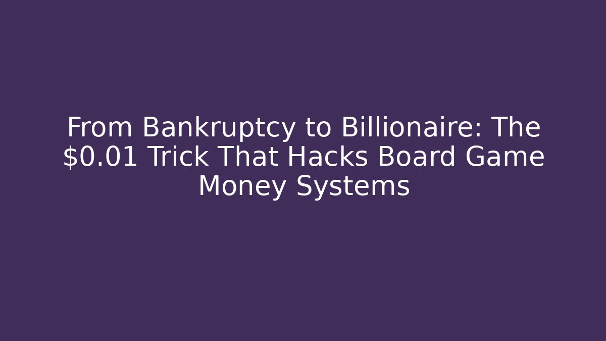 From Bankruptcy to Billionaire: The $0.01 Trick That Hacks Board Game Money Systems