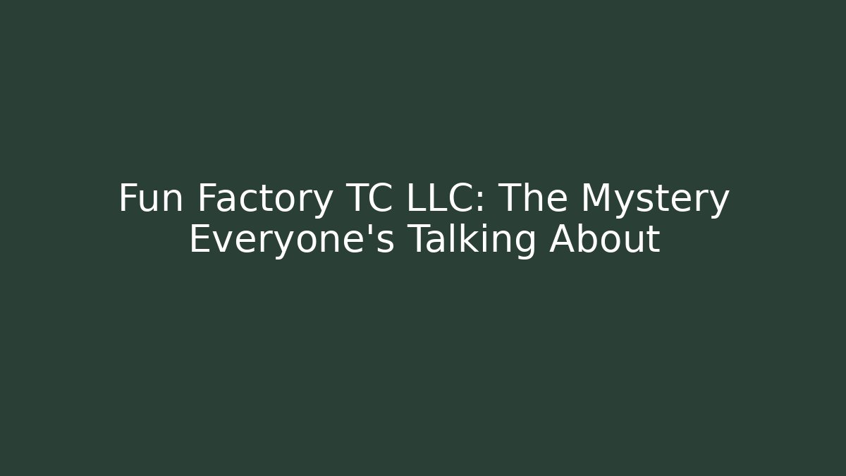 Fun Factory TC LLC: The Mystery Everyone’s Talking About