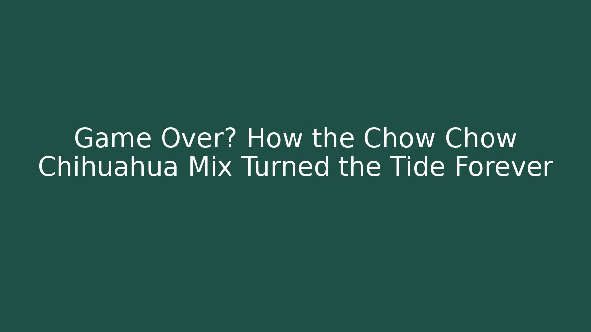 Game Over? How the Chow Chow Chihuahua Mix Turned the Tide Forever